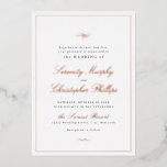 Klassische Elegance Script Rose Gold Einfache Hoch Folieneinladung<br><div class="desc">Diese elegante Hochzeitseinladung mit schwarzem klassischem Drehbuch und echter Folie Rose goldener Rahmen und Pärchennamen,  einfach und stilvoll,  ideal für klassische Hochzeiten,  Vintage Hochzeit,  formelle Hochzeit. Alle passenden Teile in der Sammlung anzeigen</div>