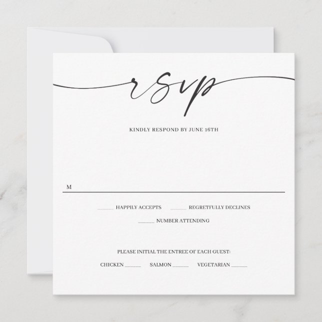 Klassische Elegance Wedding RSVP Card (Vorderseite)