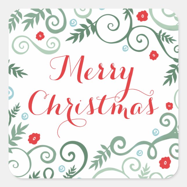 Klassische Elegance Weihnachtskleber / Rot Quadratischer Aufkleber (Vorderseite)