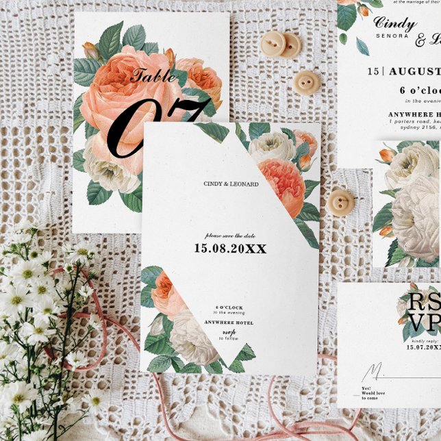 Klassische Elegant-Blumenschrift Hochzeit Save The Date (Von Creator hochgeladen)