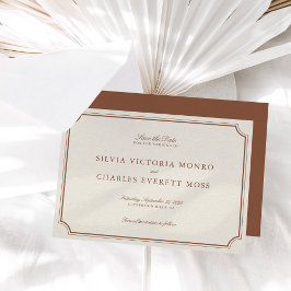 Klassische Elegant Brown & Ecru Wedding Save the D