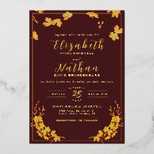 Klassische Elegant Burgundy Gold Floral Wedding