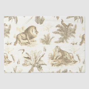 Klassische Elegant Lion Tiger Beige Toile Seidenpapier