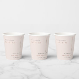 Klassische Elegant Minimal Blush Typografie Taufe Pappbecher