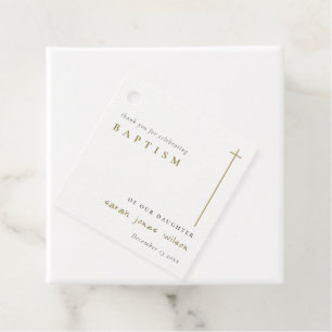 Klassische Elegant Minimal Gold Typografie Taufe Geschenkanhänger