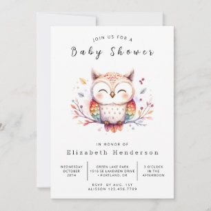 Klassische Elegant Owl Baby Dusche Einladung
