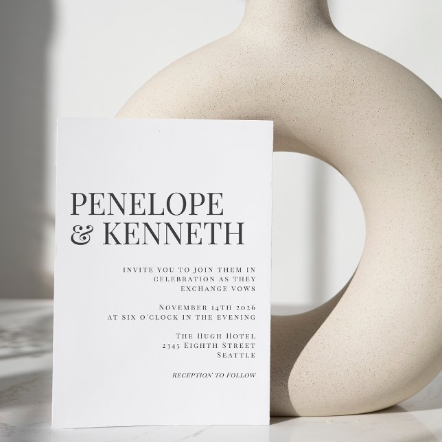 Klassische Elegant-Schwarz-Weiß-Typografie-Hochzei Einladung (Von Creator hochgeladen)