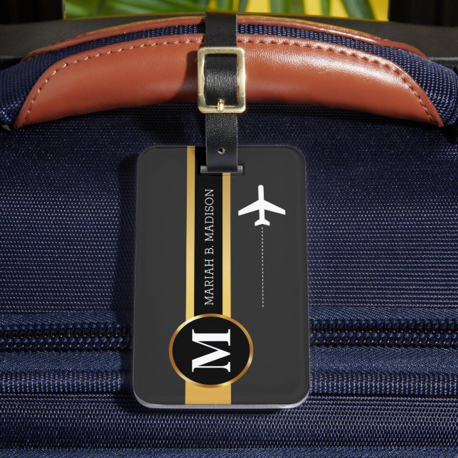 Klassische Elegant Traveler Gold Metal Monogramm N Gepäckanhänger (Vorderseite Insitu 2)