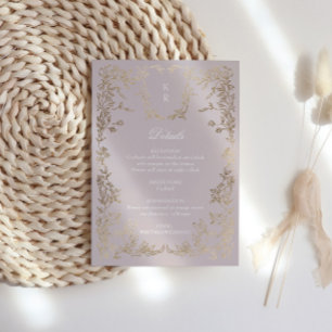 Klassische Elegant-Wappen-Monogramm-Hochzeitsempfe Begleitkarte