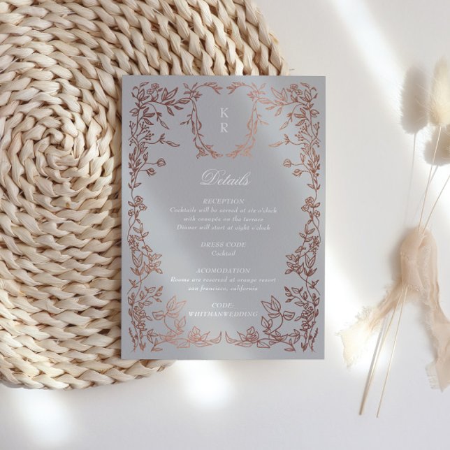 Klassische Elegant-Wappen-Monogramm-Hochzeitsempfe Begleitkarte (Von Creator hochgeladen)