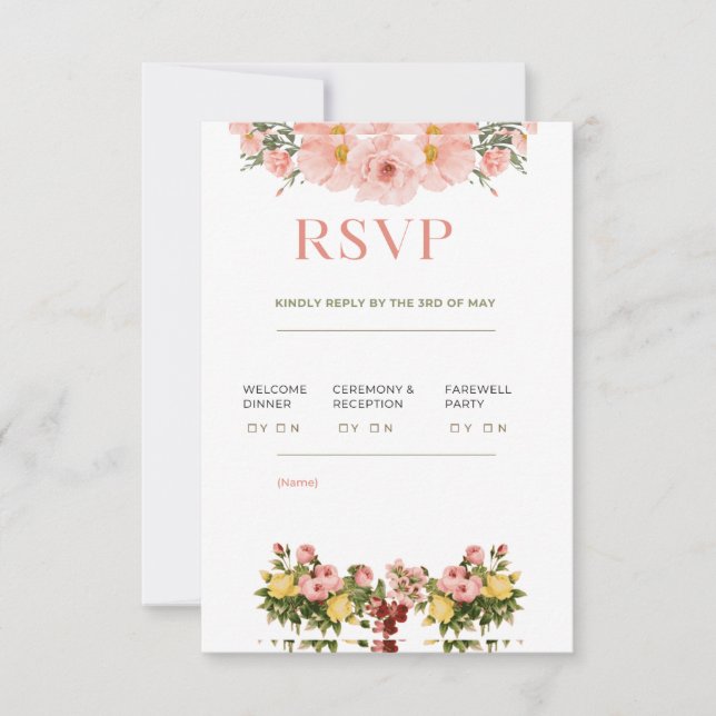 Klassische Elegant Wedding RSVP Card Karte (Vorderseite)