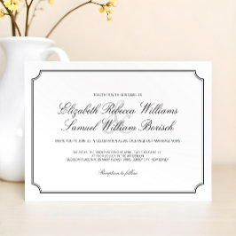 Klassische Elegant White Simple Wedding Einladung