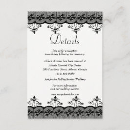 Klassische Elegante Black Lace Hochzeitdetails Begleitkarte
