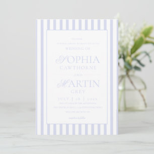 Klassische elegante blaue gestreifte Hochzeit  Einladung