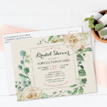 Klassische Elegante Blumendusche Einladung Postkarte<br><div class="desc">Feiern Sie diese wichtige Zeit mit Ihren besten Mädchen, wenn Sie Ihre Brautdusche Einladung haben. Dieses Design besticht durch eine hübsche Aquarellblume und eine quadratische Rahmenkarte mit sanften, Champagner-farbenen Rose mit rosa Touchs, die mit einer wunderschönen botanischen Blattlinie unterstrichen sind. Personalisieren Sie alle Ihre Daten und passen Sie die Schriftart...</div>