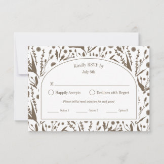 Klassische Elegante Botanicals Dark Taupe RSVP Karte