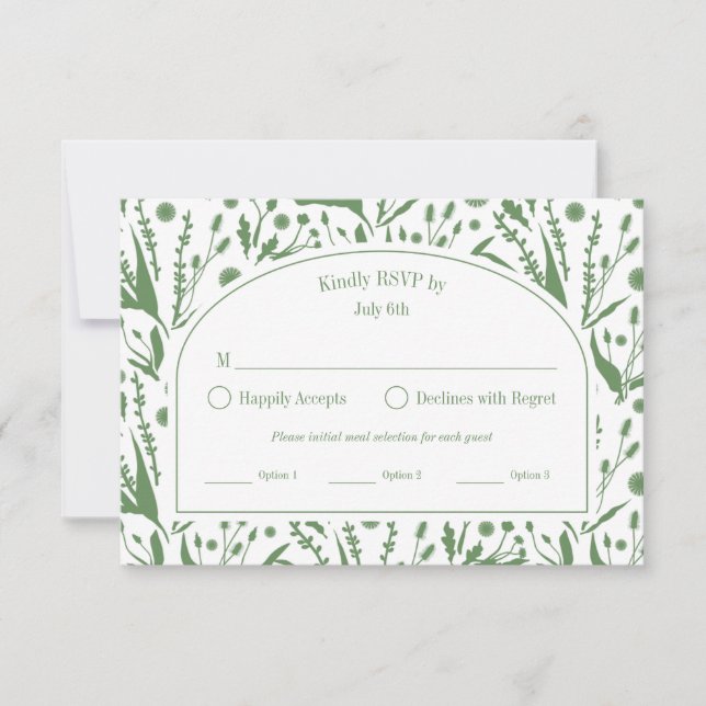 Klassische Elegante Botanicals Sage Green Meetings RSVP Karte (Vorderseite)