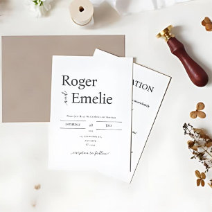 Klassische Elegante einfache Hochzeit Einladung