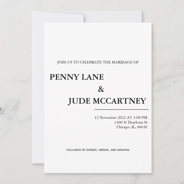 Klassische Elegante Einladung zur Hochzeit (Vorderseite)