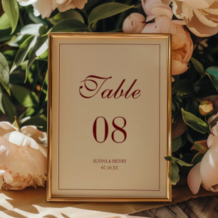 Klassische elegante elfenbeinfarbene Hochzeitsschr Tischnummer