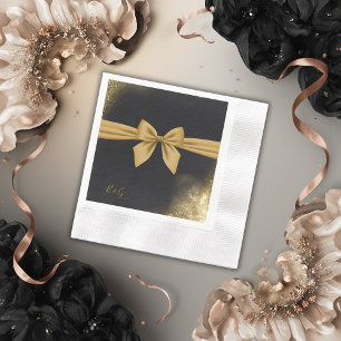 Klassische elegante Filigran Schwarz Goldene Hochz Serviette