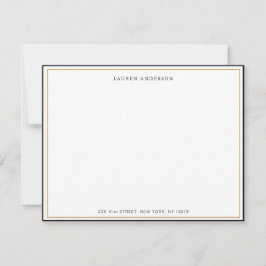 Klassische Elegante Gold & Black Border Flat Mitteilungskarte