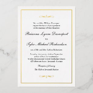 Klassische Elegante Hochzeit Folieneinladung