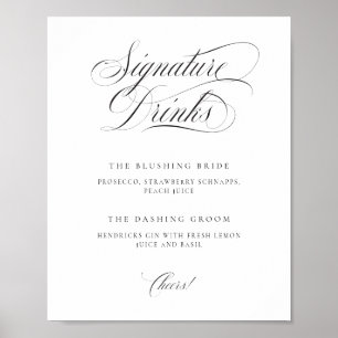 Klassische Elegante Hochzeitsignatur Drinks Tablet Poster