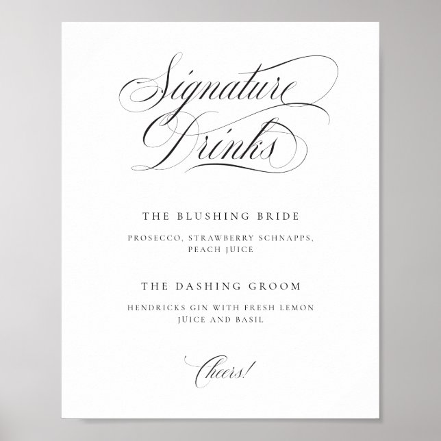Klassische Elegante Hochzeitsignatur Drinks Tablet Poster (Vorne)