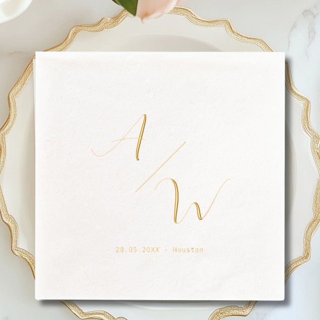 Klassische Elegante Initials Foil Wedding Servietten Mit Folie (Classic Elegant Initials Foil Wedding Foil Napkins)