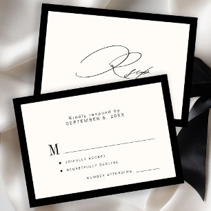 Klassische elegante Kalligrafie elfenbeinschwarze  RSVP Karte