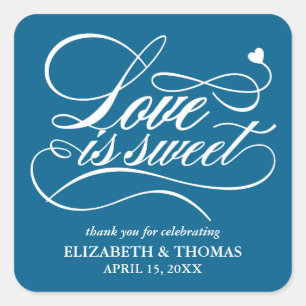 KLASSISCHE ELEGANTE LIEBE IST SCHWEET WEDING STICK QUADRATISCHER AUFKLEBER