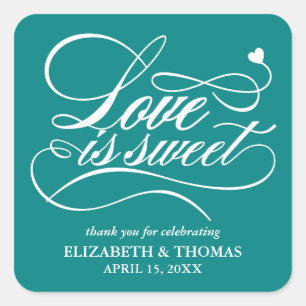 KLASSISCHE ELEGANTE LIEBE IST SCHWEET WEDING STICK QUADRATISCHER AUFKLEBER
