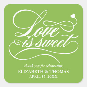 KLASSISCHE ELEGANTE LIEBE IST SCHWEET WEDING STICK QUADRATISCHER AUFKLEBER