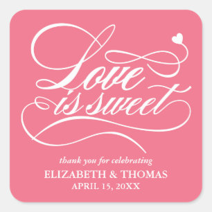 KLASSISCHE ELEGANTE LIEBE IST SCHWEET WEDING STICK QUADRATISCHER AUFKLEBER