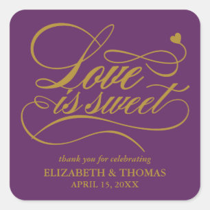 KLASSISCHE ELEGANTE LIEBE IST SCHWEET WEDING STICK QUADRATISCHER AUFKLEBER