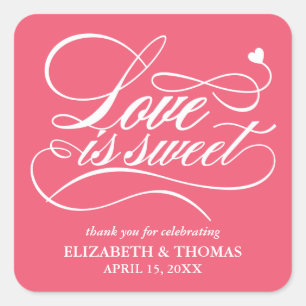 KLASSISCHE ELEGANTE LIEBE IST SCHWEET WEDING STICK QUADRATISCHER AUFKLEBER