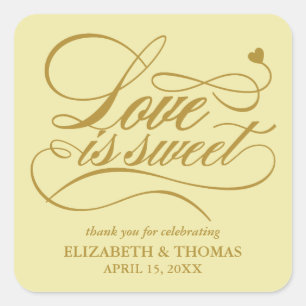 KLASSISCHE ELEGANTE LIEBE IST SCHWEET WEDING STICK QUADRATISCHER AUFKLEBER