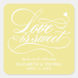 KLASSISCHE ELEGANTE LIEBE IST SCHWEET WEDING STICK QUADRATISCHER AUFKLEBER