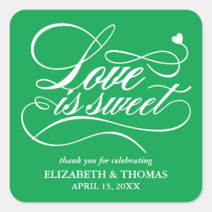 KLASSISCHE ELEGANTE LIEBE IST SCHWEET WEDING STICK QUADRATISCHER AUFKLEBER