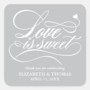 KLASSISCHE ELEGANTE LIEBE IST SCHWEET WEDING STICK QUADRATISCHER AUFKLEBER