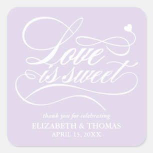 KLASSISCHE ELEGANTE LIEBE IST SCHWEET WEDING STICK QUADRATISCHER AUFKLEBER