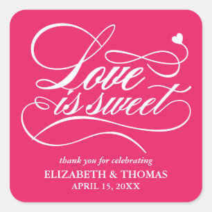 KLASSISCHE ELEGANTE LIEBE IST SCHWEET WEDING STICK QUADRATISCHER AUFKLEBER