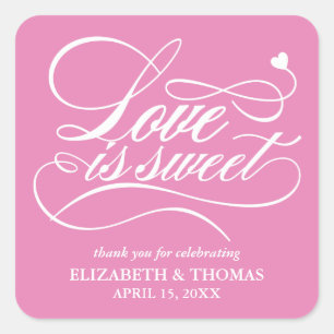 KLASSISCHE ELEGANTE LIEBE IST SCHWEET WEDING STICK QUADRATISCHER AUFKLEBER