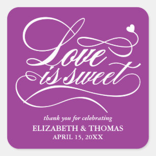 KLASSISCHE ELEGANTE LIEBE IST SCHWEET WEDING STICK QUADRATISCHER AUFKLEBER