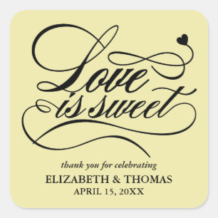 KLASSISCHE ELEGANTE LIEBE IST SCHWEET WEDING STICK QUADRATISCHER AUFKLEBER