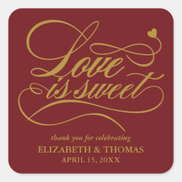 KLASSISCHE ELEGANTE LIEBE IST SCHWEET WEDING STICK QUADRATISCHER AUFKLEBER