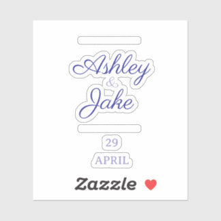 Klassische elegante Lila Einladungskarte für Hochz Aufkleber