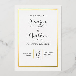 Klassische elegante moderne Rand Hochzeit Folieneinladung