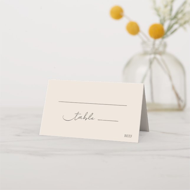 Klassische Elegante Moderne Script Chic Hochzeit Platzkarte (Vorderseite)